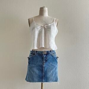 handmade white satin victorian print cropped camisole